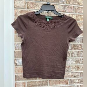 Dark Brown Ralph Lauren Southwestern Cotton Blouse